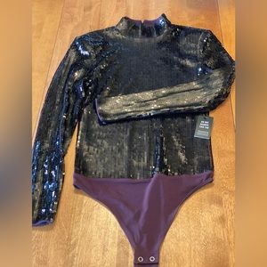 Express Sequin mock neck Bodysuit